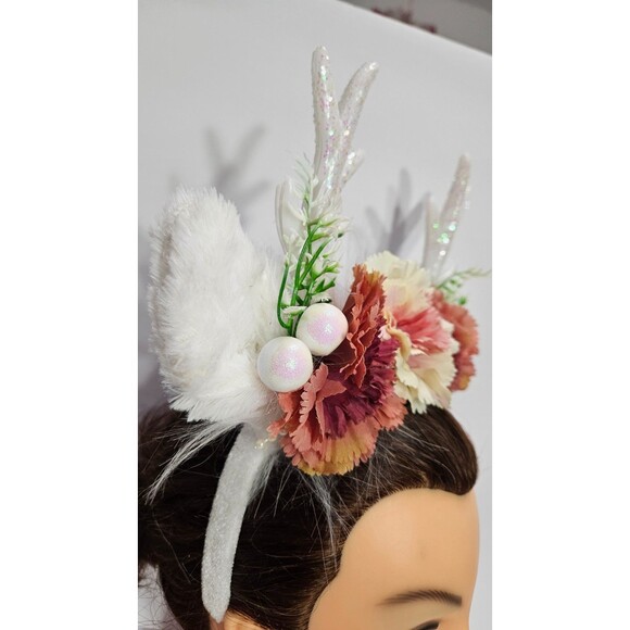 Handmade Light-Up Floral Antler Headband LED Deer Antlers Festival Costume NWOT - Picture 2 of 15